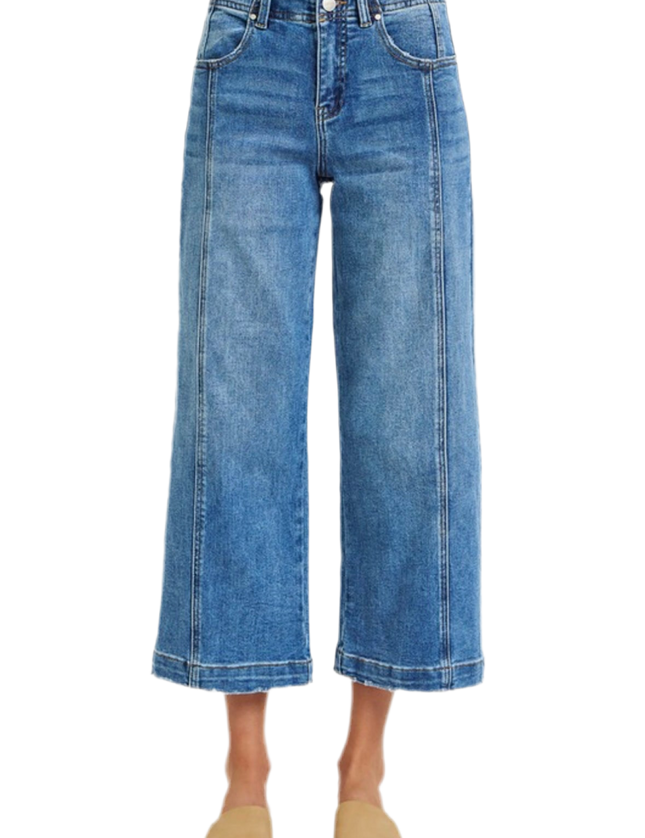 High Rise Crop Front Seam Risen Jeans