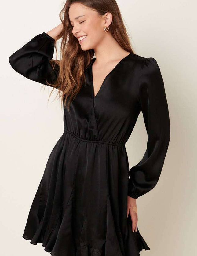 Little Black Pleated Skirt Dress