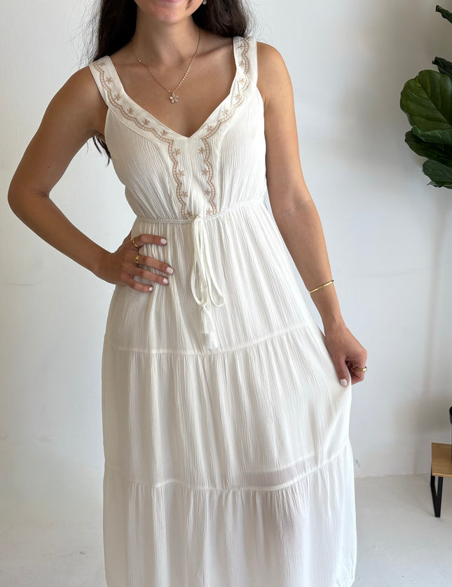 Emmie Embroidered Detail Midi Dress