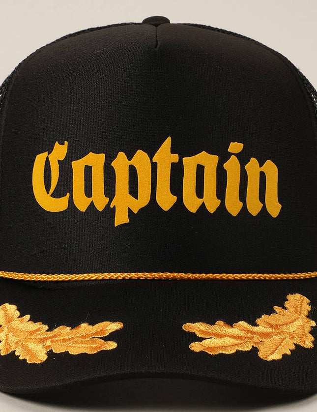 CAPTAIN Lettering Logo Foam Mesh Back Trucker Hat