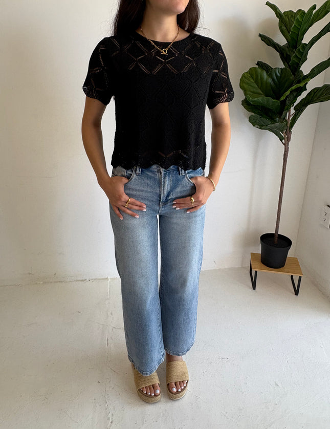 Sammy Short Sleeve Crochet Top