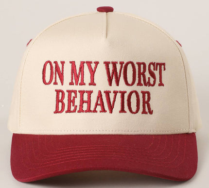 ON MY WORST BEHAVIOR Embroidered Trucker Hat