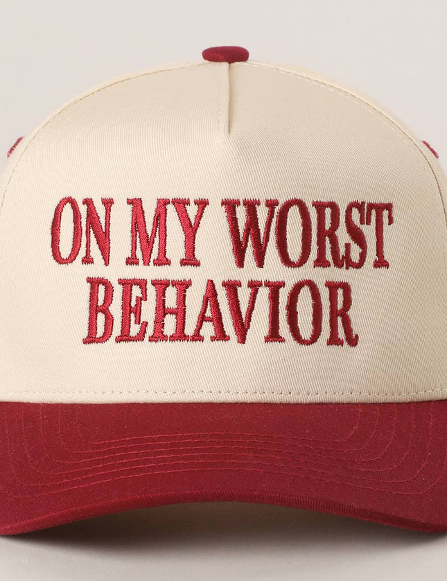 ON MY WORST BEHAVIOR Embroidered Trucker Hat
