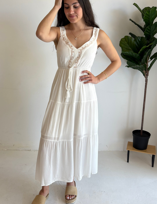 Emmie Embroidered Detail Midi Dress