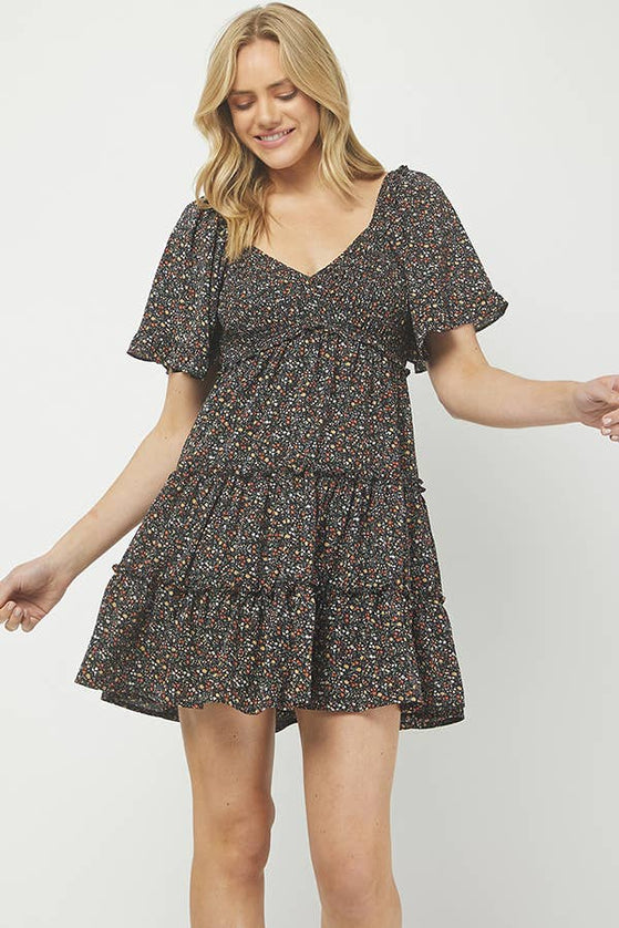 Lana Floral Print Tiered Mini Dress