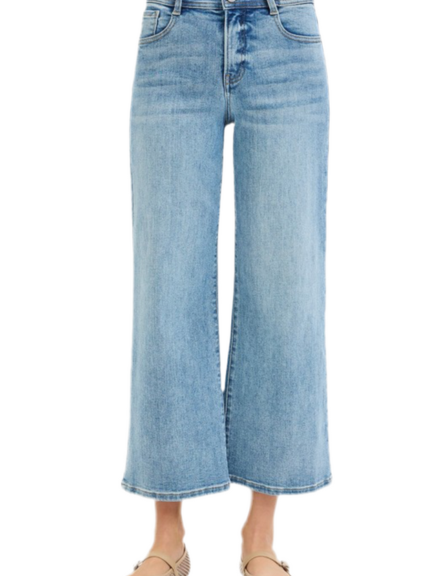 Bow Waist Crop Risen Jeans-Light Wash
