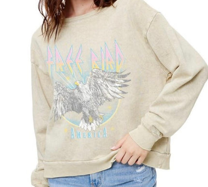 Free Bird America Vintage Graphic Mineral Washed Sweatshirt