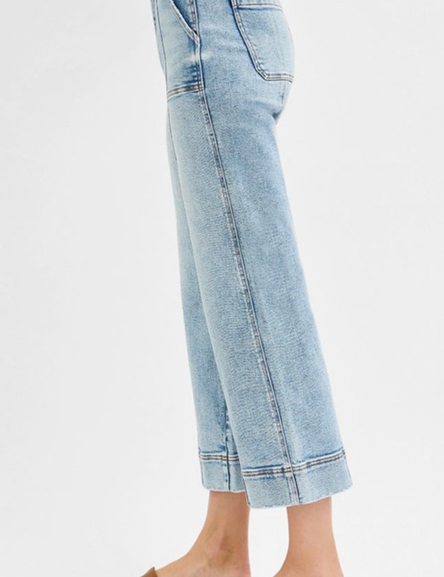 Risen Denim High Rise Crop Front Seam Jeans