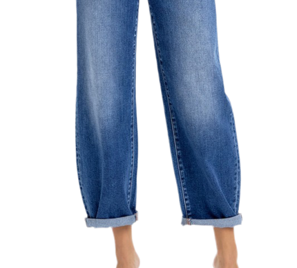 Lena Barrel Risen Jeans- Dark Wash