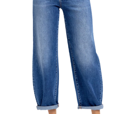 Lena Barrel Risen Jeans- Dark Wash