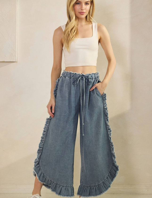 Franca Ruffle Hem Denim Pants