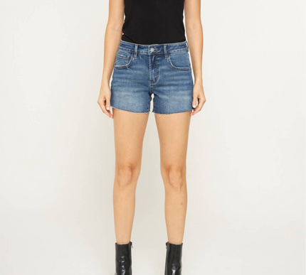 Mid Rise Raw Hem Short by Mica Denim