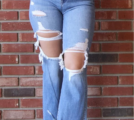 Risen Distressed Denim High Waisted