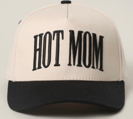 Embroidered Hat- HOT MOM-Black