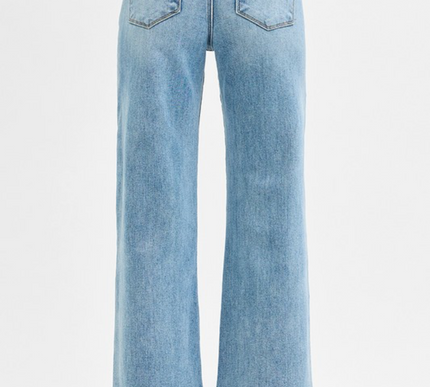 Bow Waist Crop Risen Jeans-Light Wash