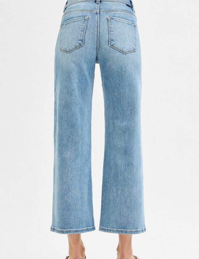 Bow Waist Crop Risen Jeans-Light Wash