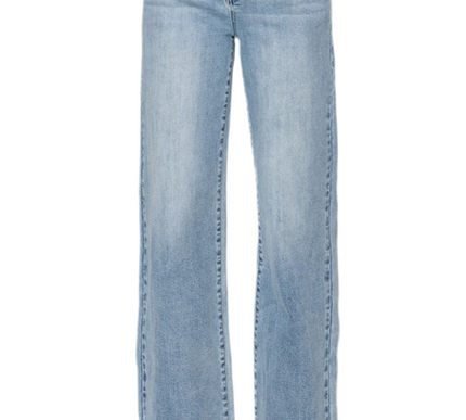 Mandie High Rise Double Button Risen Jeans- Light Wash