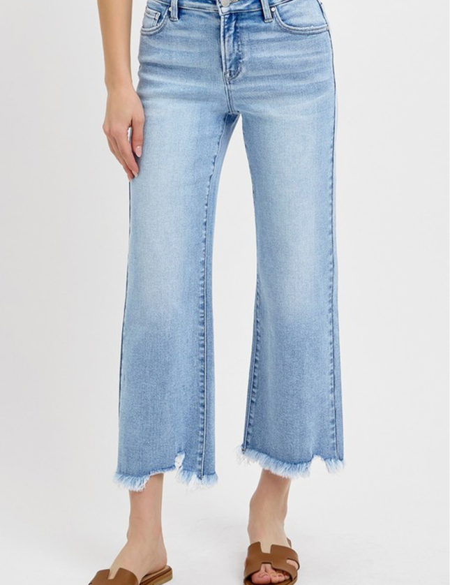 RISEN JEANS- Ankle length Raw hem