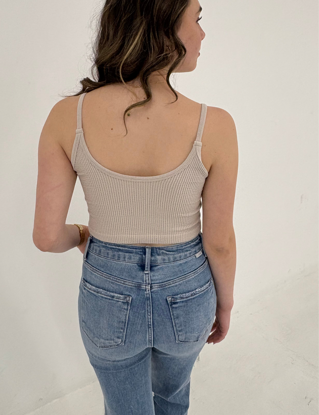 Knit Ribbed Seamless UV Neck Brami
