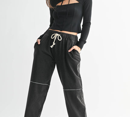Maggie Mineral Wash Cropped Straight Leg Pants
