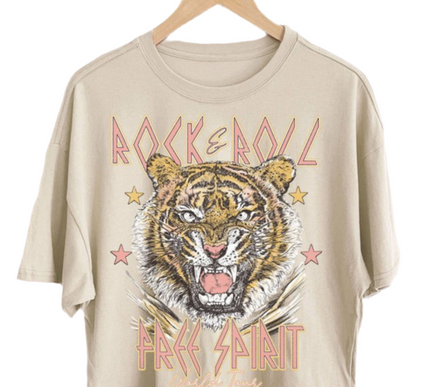 "Rock & Roll" Long CropGraphic Tee