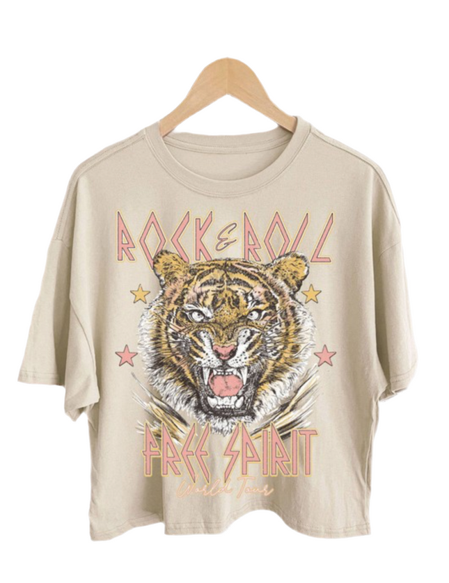 "Rock & Roll" Long CropGraphic Tee