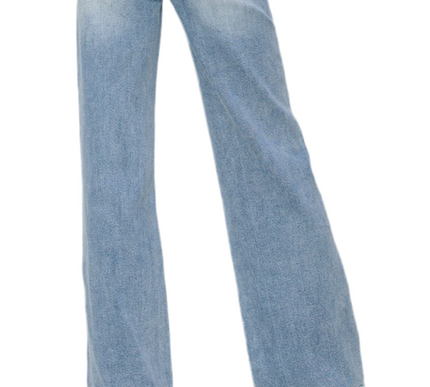 Mandie High Rise Double Button Risen Jeans- Light Wash