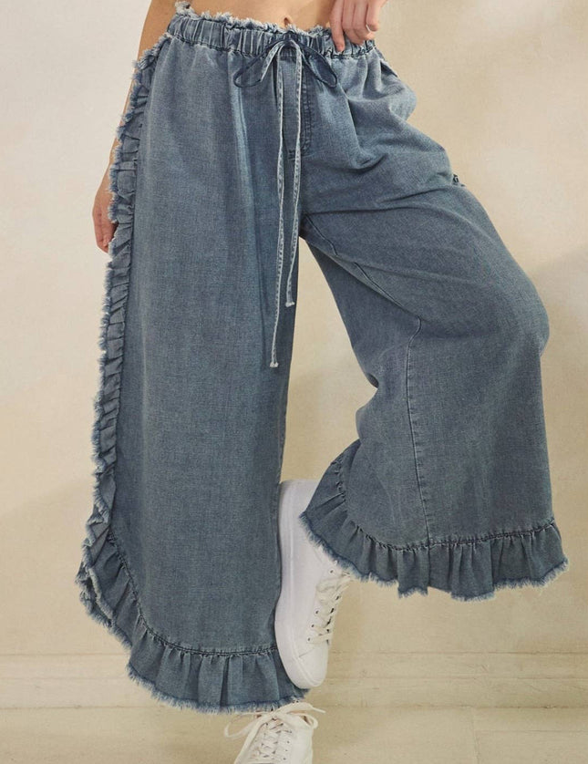 Franca Ruffle Hem Denim Pants