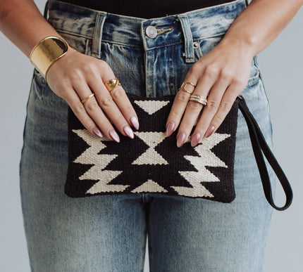 Black & Cream Aztec Wristlet