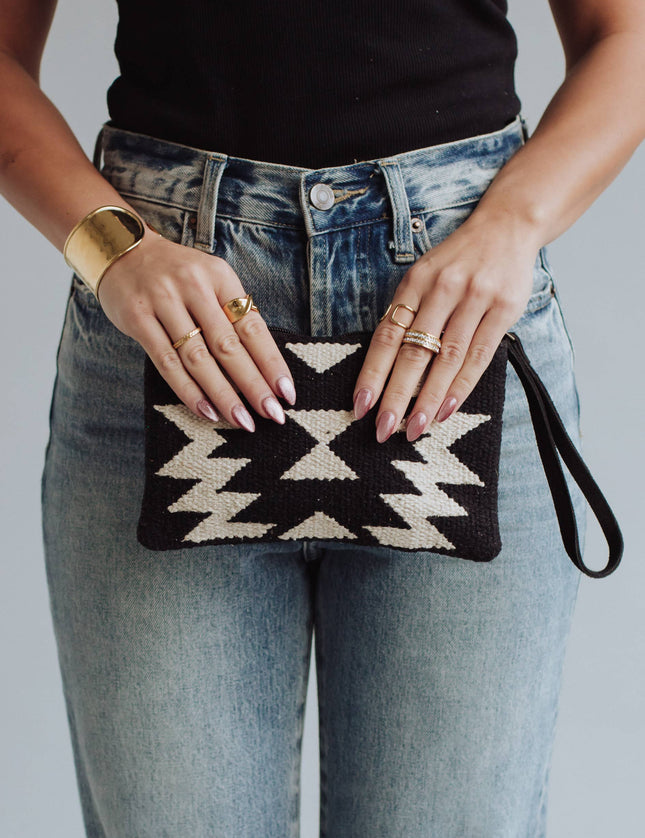 Black & Cream Aztec Wristlet