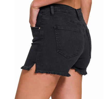 Acid washed frayed shorts