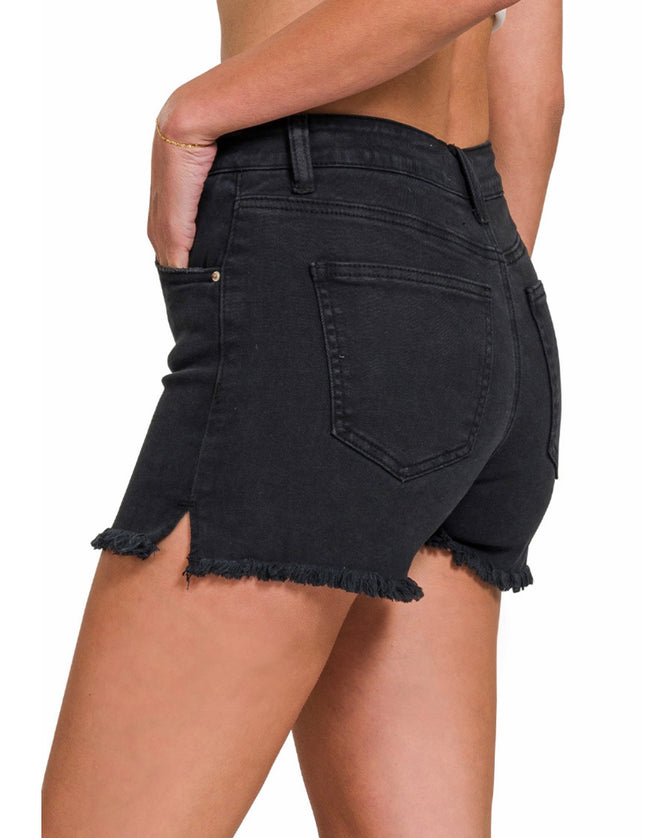 Acid washed frayed shorts