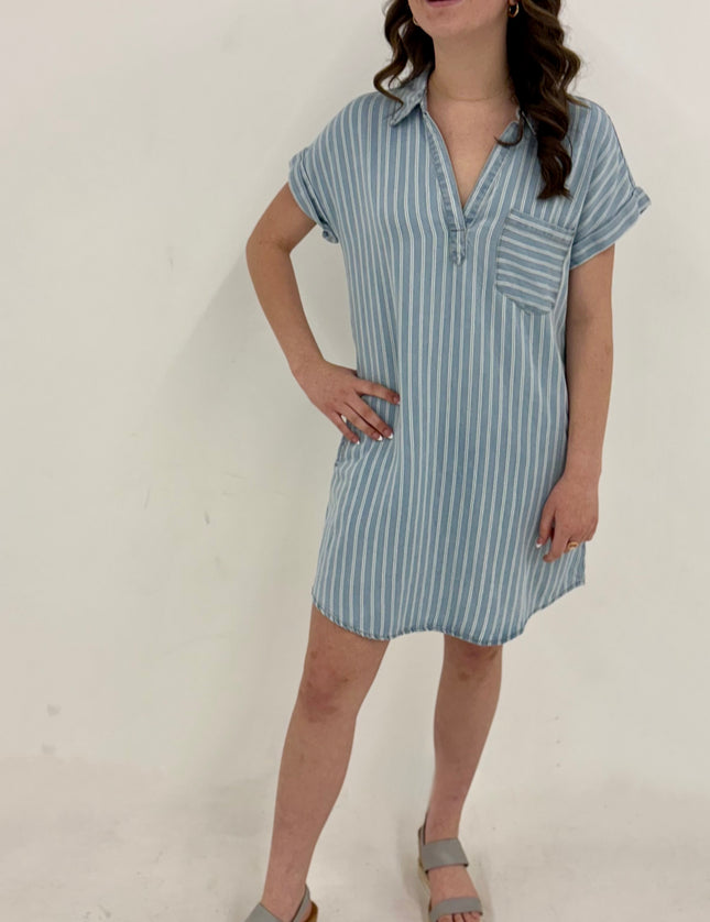 Lana Striped Chambray Dress