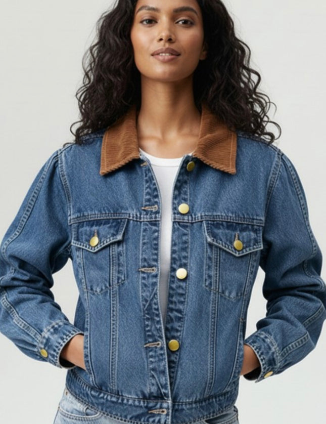 Corduroy Collared Jean Jacket