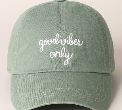 Good Vibes Only Embroidered Letters Baseball Cap