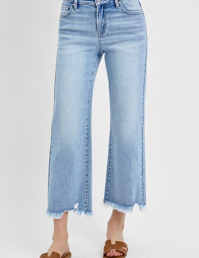 RISEN JEANS- Ankle length Raw hem