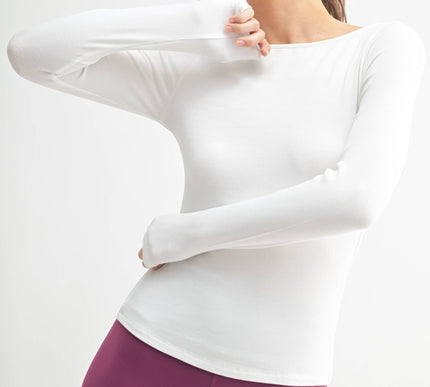 Boat Neck Micro-Ribbed Top