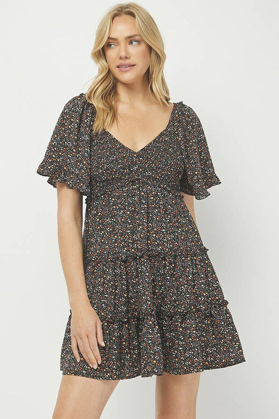Lana Floral Print Tiered Mini Dress