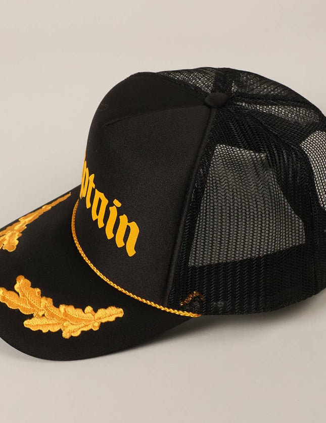 CAPTAIN Lettering Logo Foam Mesh Back Trucker Hat