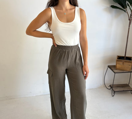 Cotton Gauze Cargo Pant