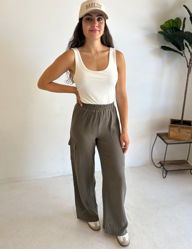 Cotton Gauze Cargo Pant