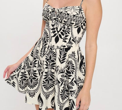 Paisley Print Bustier Short Dress