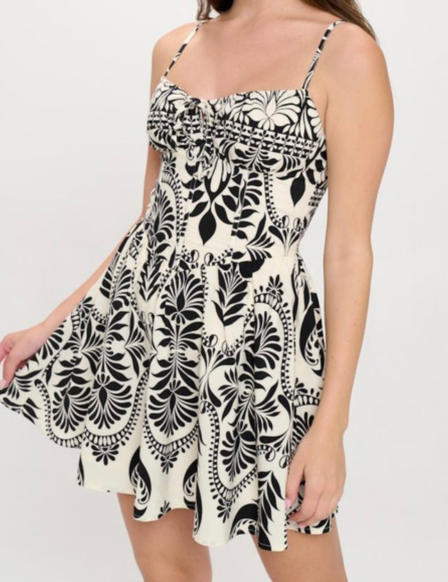 Paisley Print Bustier Short Dress