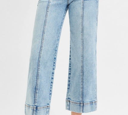 Risen Denim High Rise Crop Front Seam Jeans