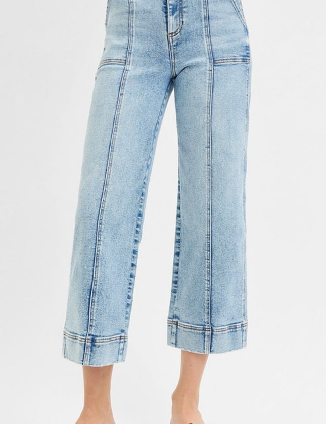 Risen Denim High Rise Crop Front Seam Jeans
