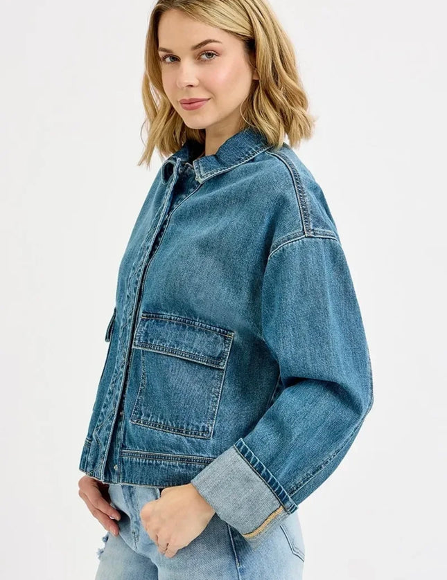 Oversized Cargo Jean Jacket by RISEN
