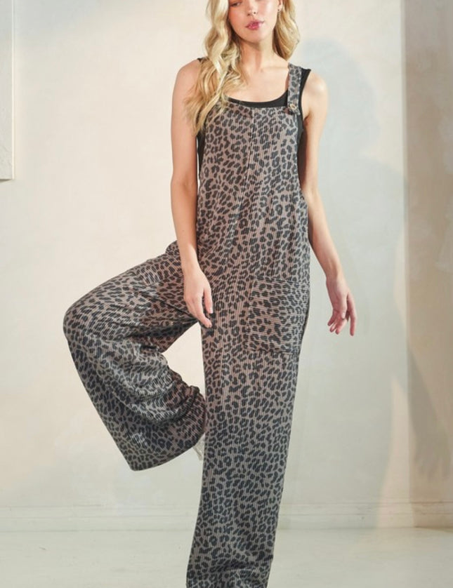 Leopard Print Cozy Overalls