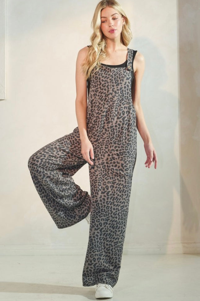 Leopard Print Cozy Overalls