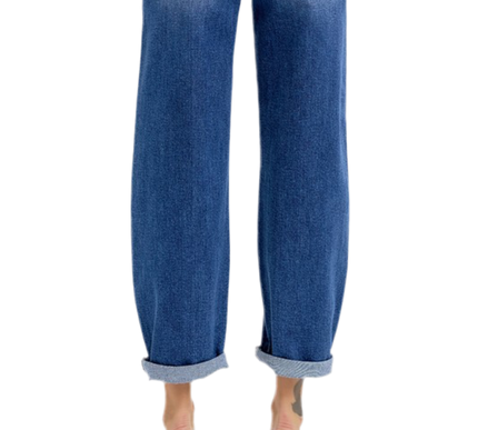 Lena Barrel Risen Jeans- Dark Wash