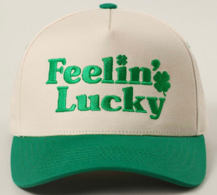 Embriodered Hat-Feelin' Lucky - Green